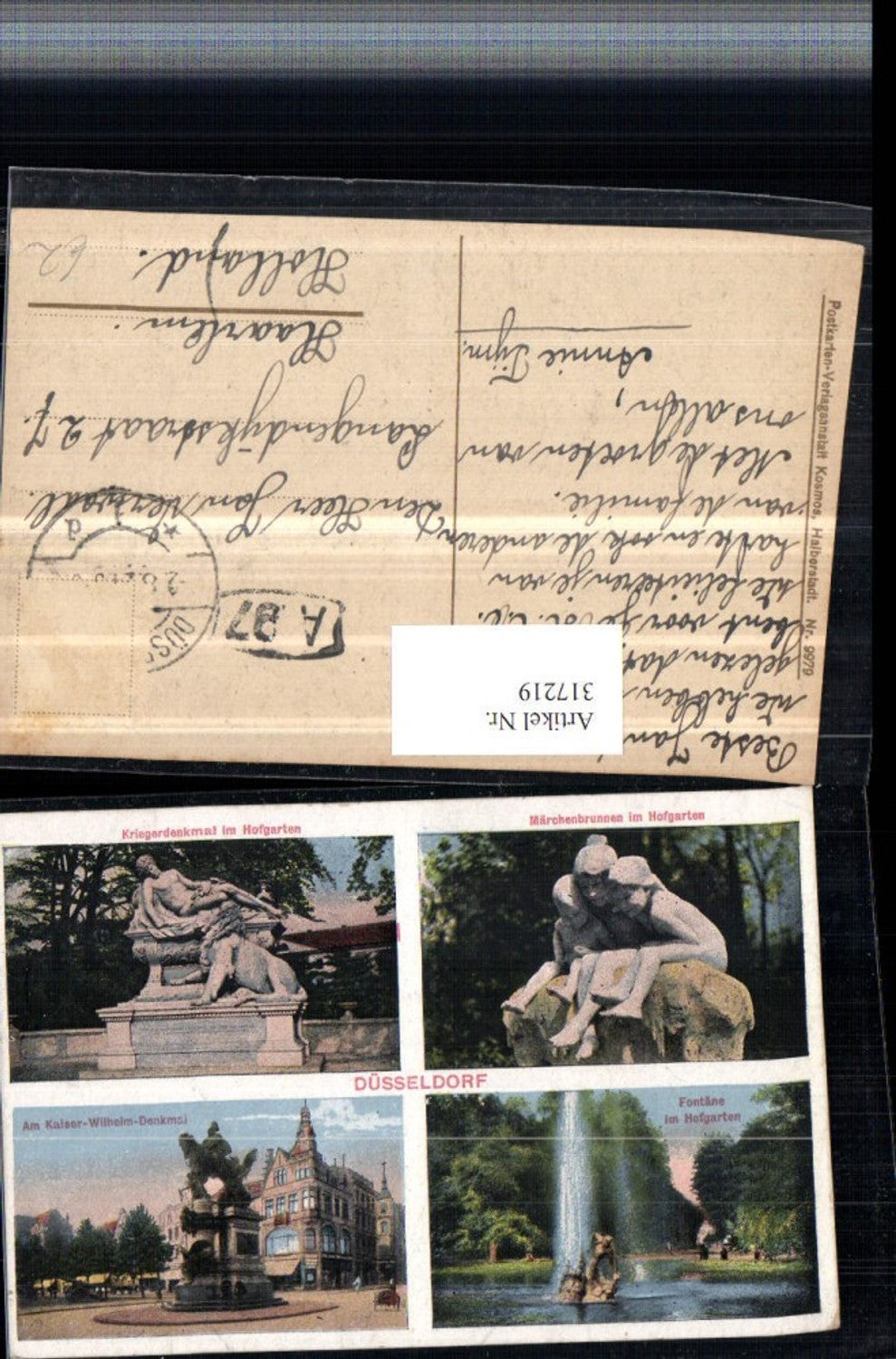 317219,Düsseldorf Kriegerdenkmal Märchenbrunnen Fontäne Kaiser-Wilhelm-Denkmal Mehrbildkarte