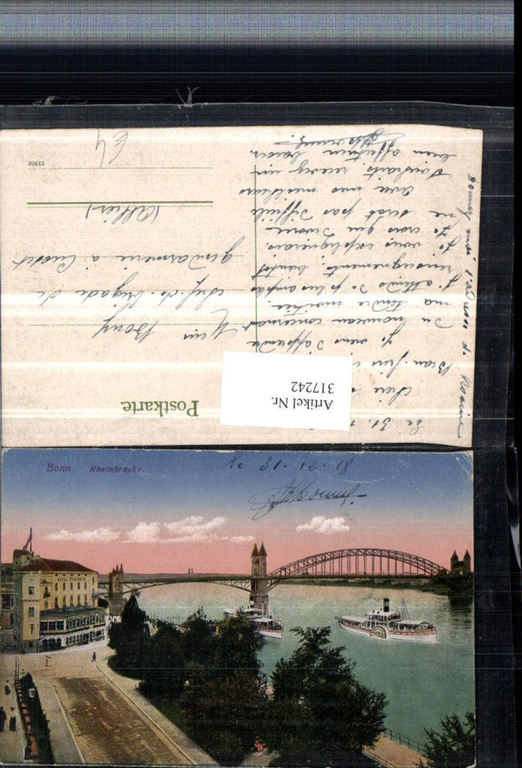 317242,Bonn am Rhein Rheinbrücke Brücke Dampfer Hotel Rheineck