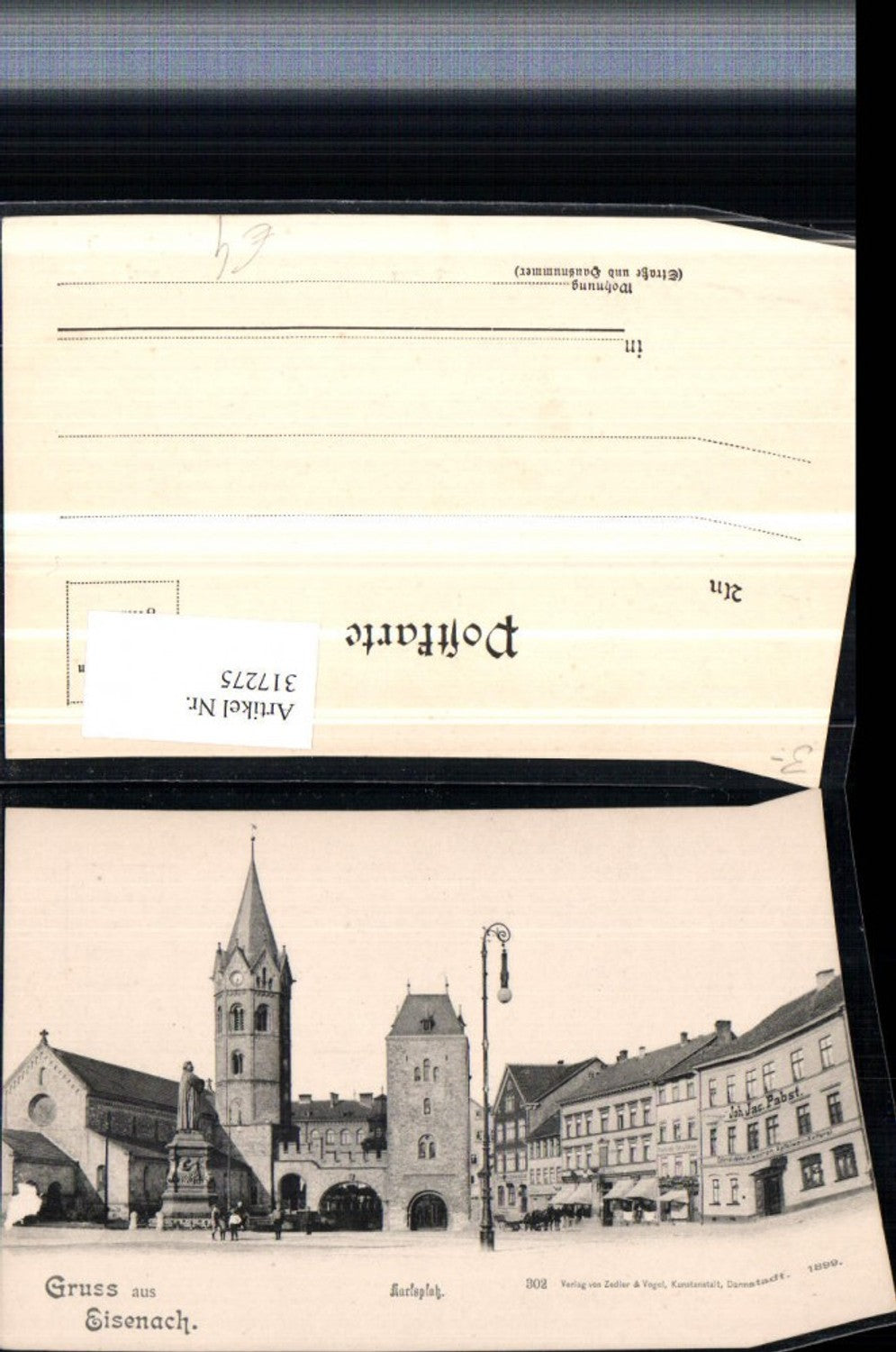 317275, Greetings from Eisenach, Karlsplatz, Monument, Church, Shops
