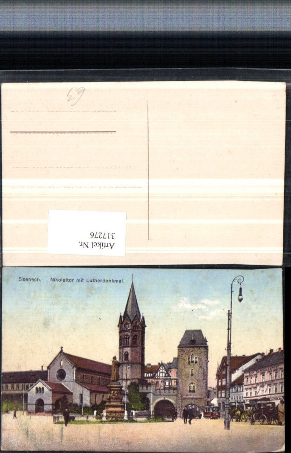 317276, Eisenach Nikolaitor with Luther Monument Church