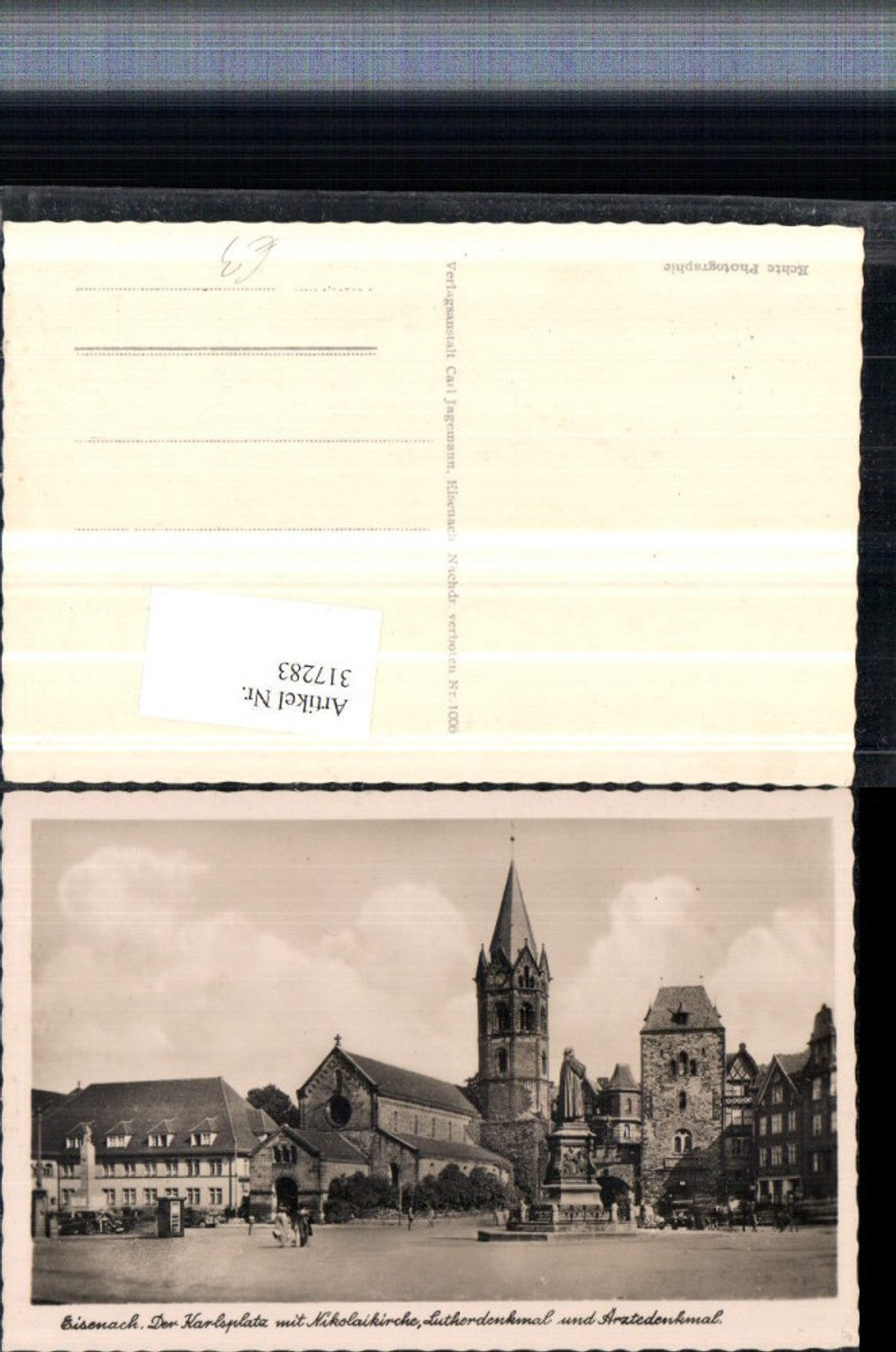 317283,Eisenach Karlsplatz m. Nikolaikirche Lutherdenkmal u. Ärztedenkmal