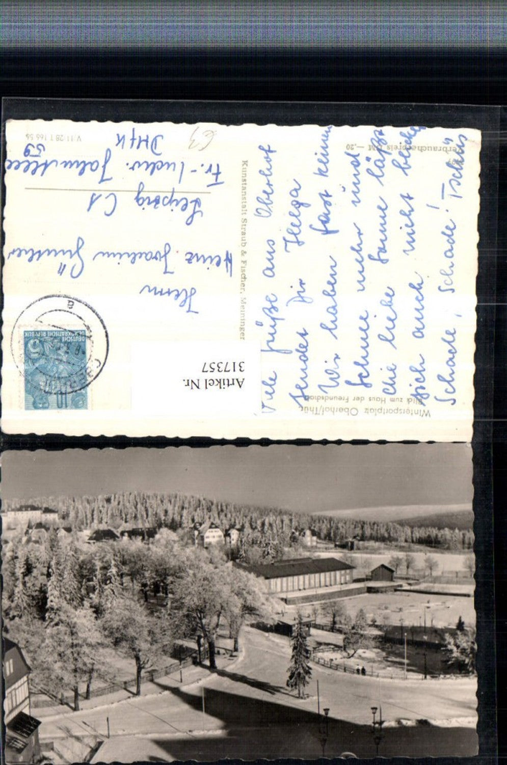 317357, Oberhof in Thuringia, view towards the House of Friendship, winter scene