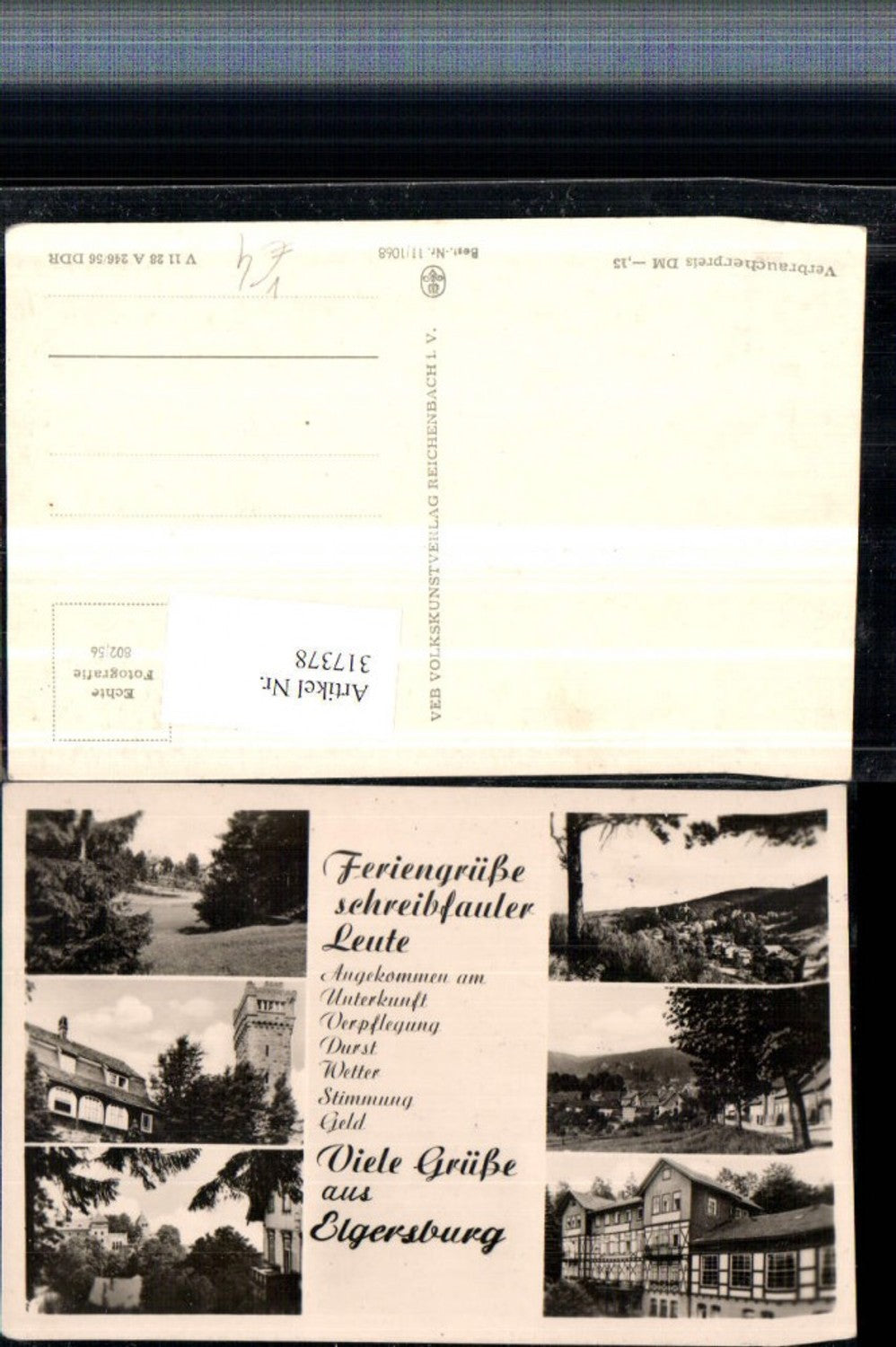 317378, Elgersburg Total Castle Tower Multi-view postcard pub VEB 11/1068