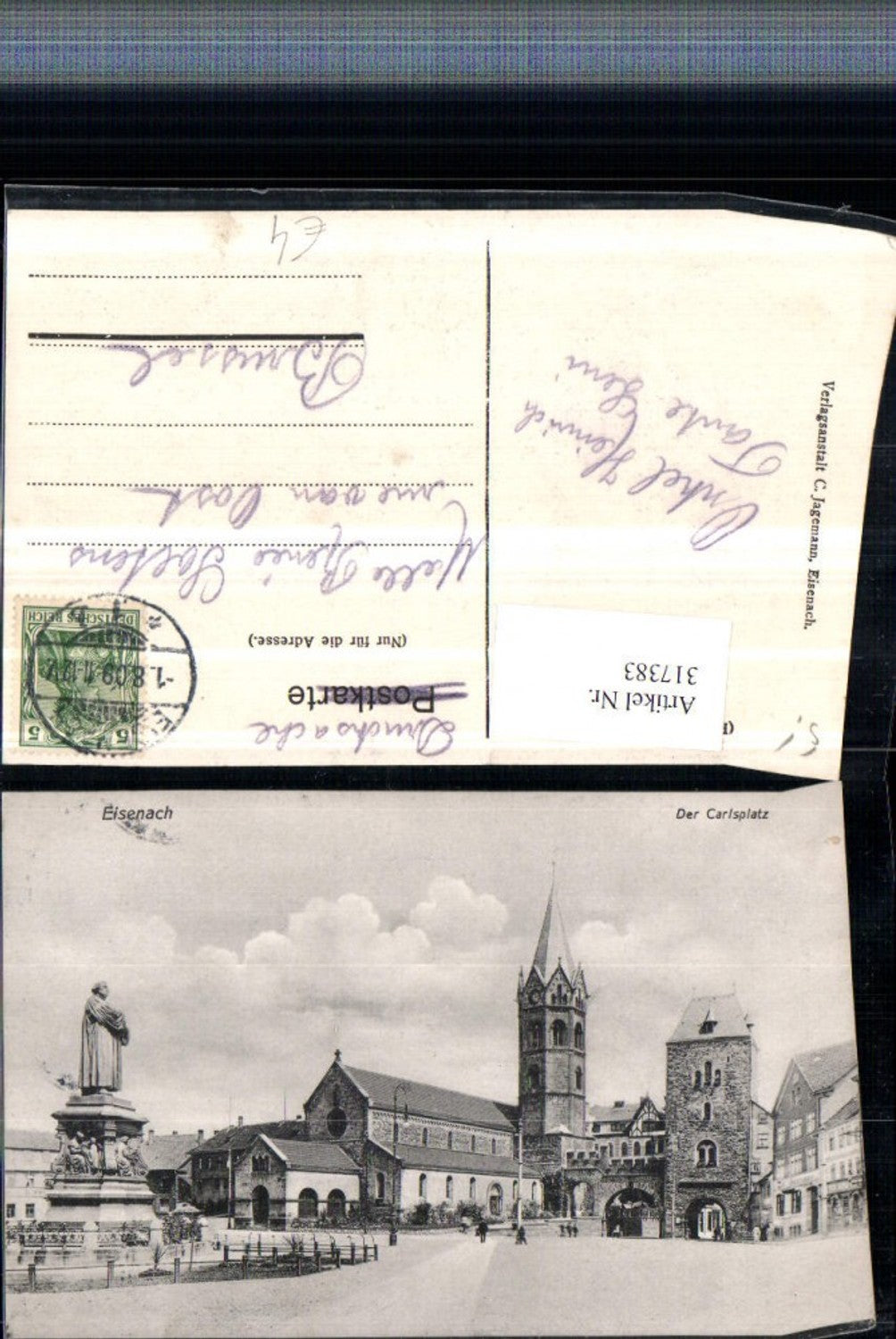 317383, Eisenach Karlsplatz Street view Church Monument
