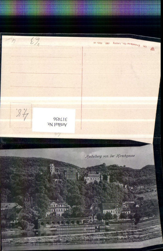 317456, Heidelberg Partial view of the castle from Hirschgasse pub Trenkler &amp; Co