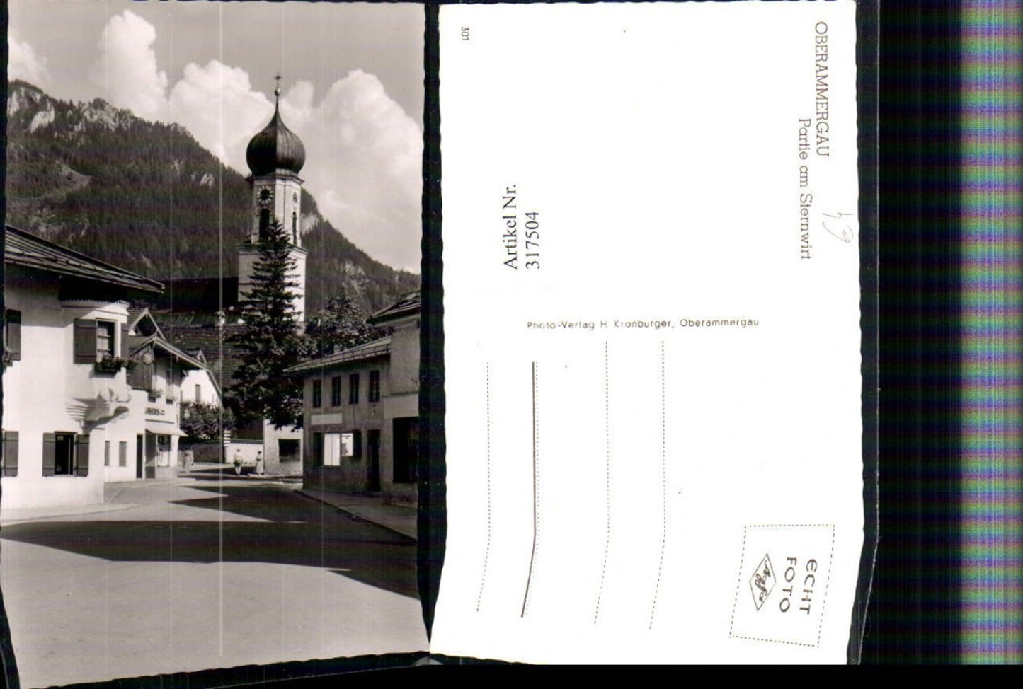 317504,Oberammergau Partie am Sternwirt Straßenansicht Kirchenturm