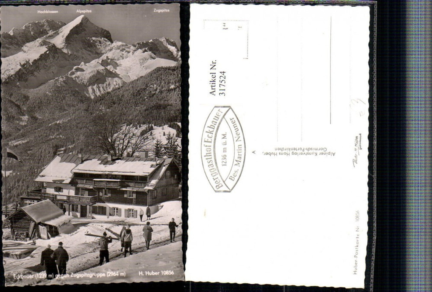 317524,Garmisch-Partenkirchen Berggasthof Eckbauer m. Zugspitzgruppe Winterbild