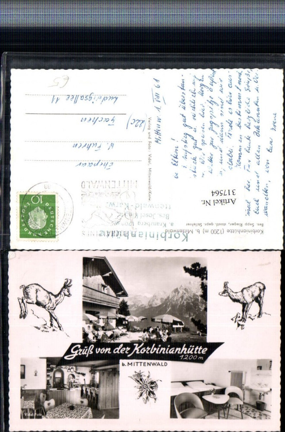 317564,Korbinianhütte Berghütte b. Mittenwald Mehrbildkarte Gämse