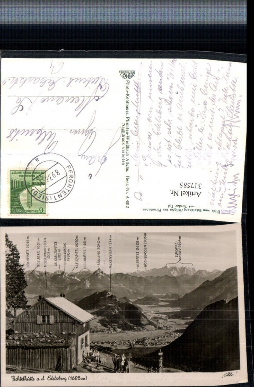317585,Fichtelhütte Berghütte auf d. Edelberg b. Pfronten Bergkulisse