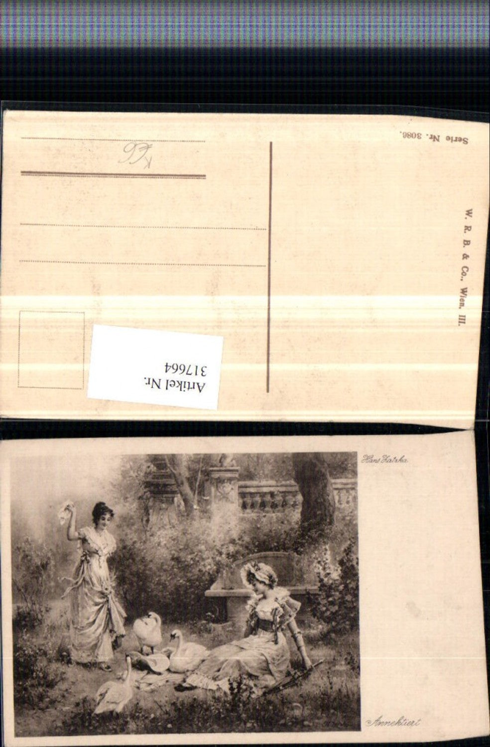 317664,Künstler AK Hans Zatzka Annektiert Frauen m. Kleider Schwäne