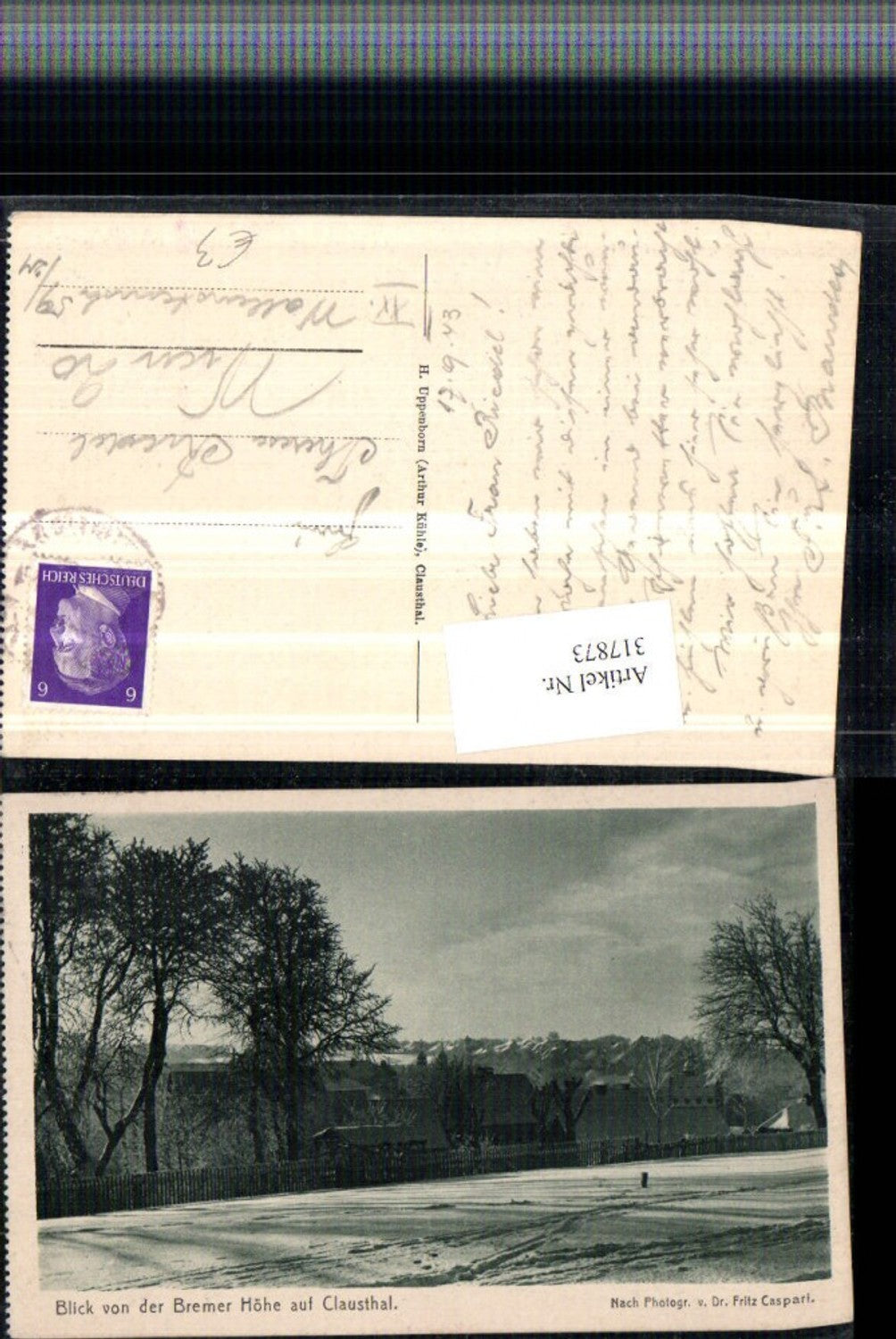 317873,Blick von d. Bremer Höhe auf Clausthal Teilansicht Winterbild