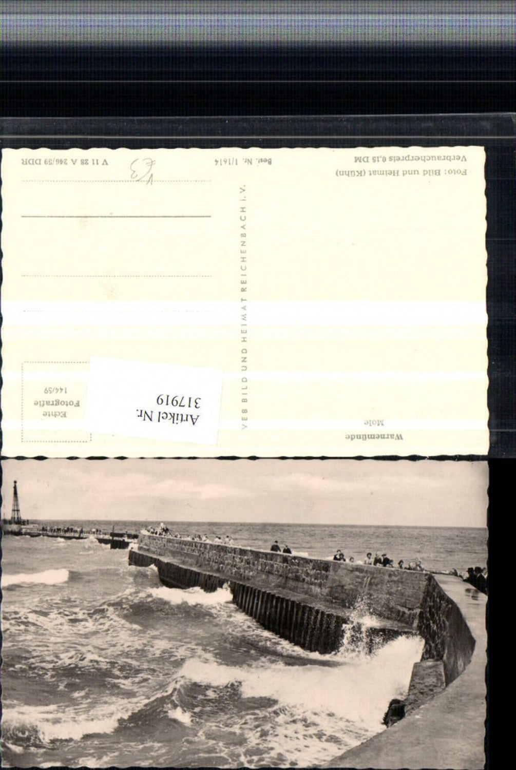 317919,Warnemünde Mole Steg Brandung pub VEB 1/1614