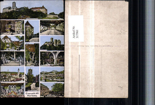 317961, Eisenach Total with Wartburg Armoury Courtyard Luther Room Multi-view postcard
