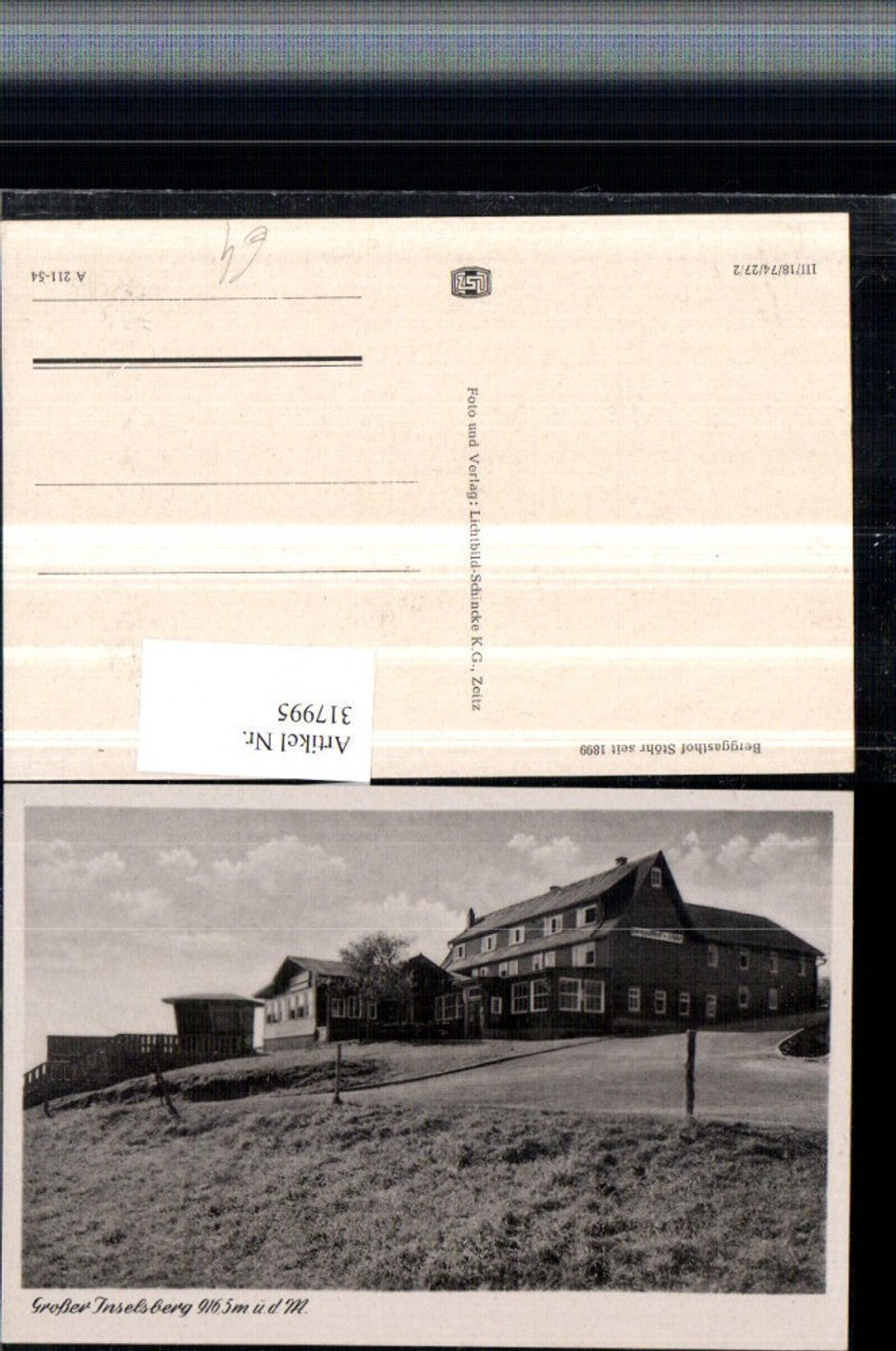 317995,Großer Inselsberg Berggasthof Stöhr b. Brotterode