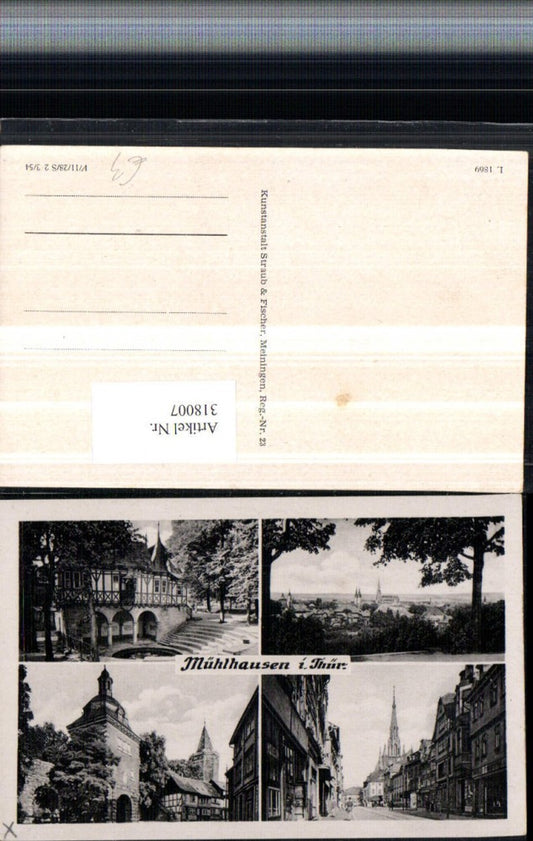 318007, Mühlhausen Total street view Tower Multi-view postcard