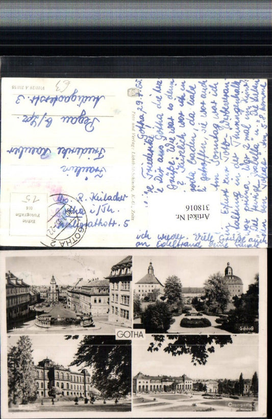 318016,Gotha Schloss Orangerie Museum Hauptmarkt Mehrbildkarte