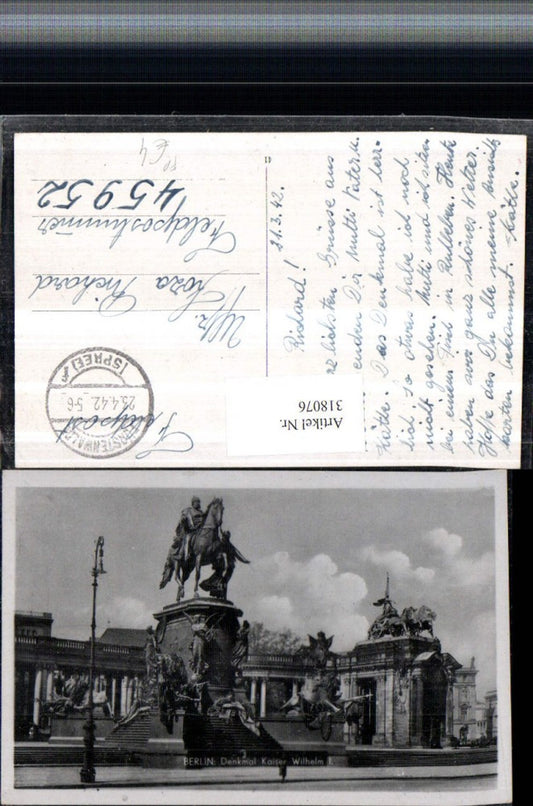 318076,Berlin Denkmal Kaiser Wilhelm Feldpost Nr. 45952