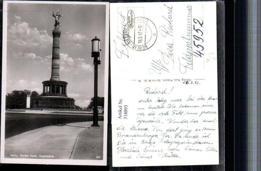 318093,Berlin Großer Stern Siegessäule Feldpost Nr. 45952