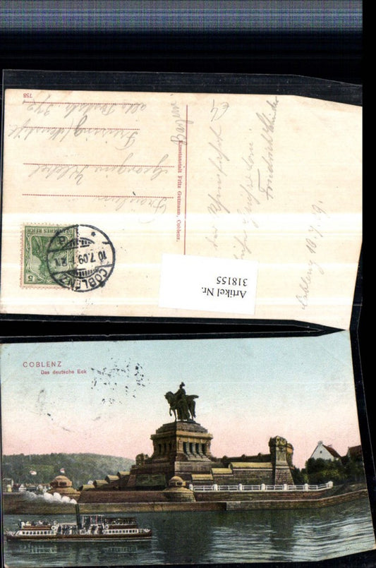 318155,Koblenz am Rhein Das deutsche Eck Denkmal Dampfer