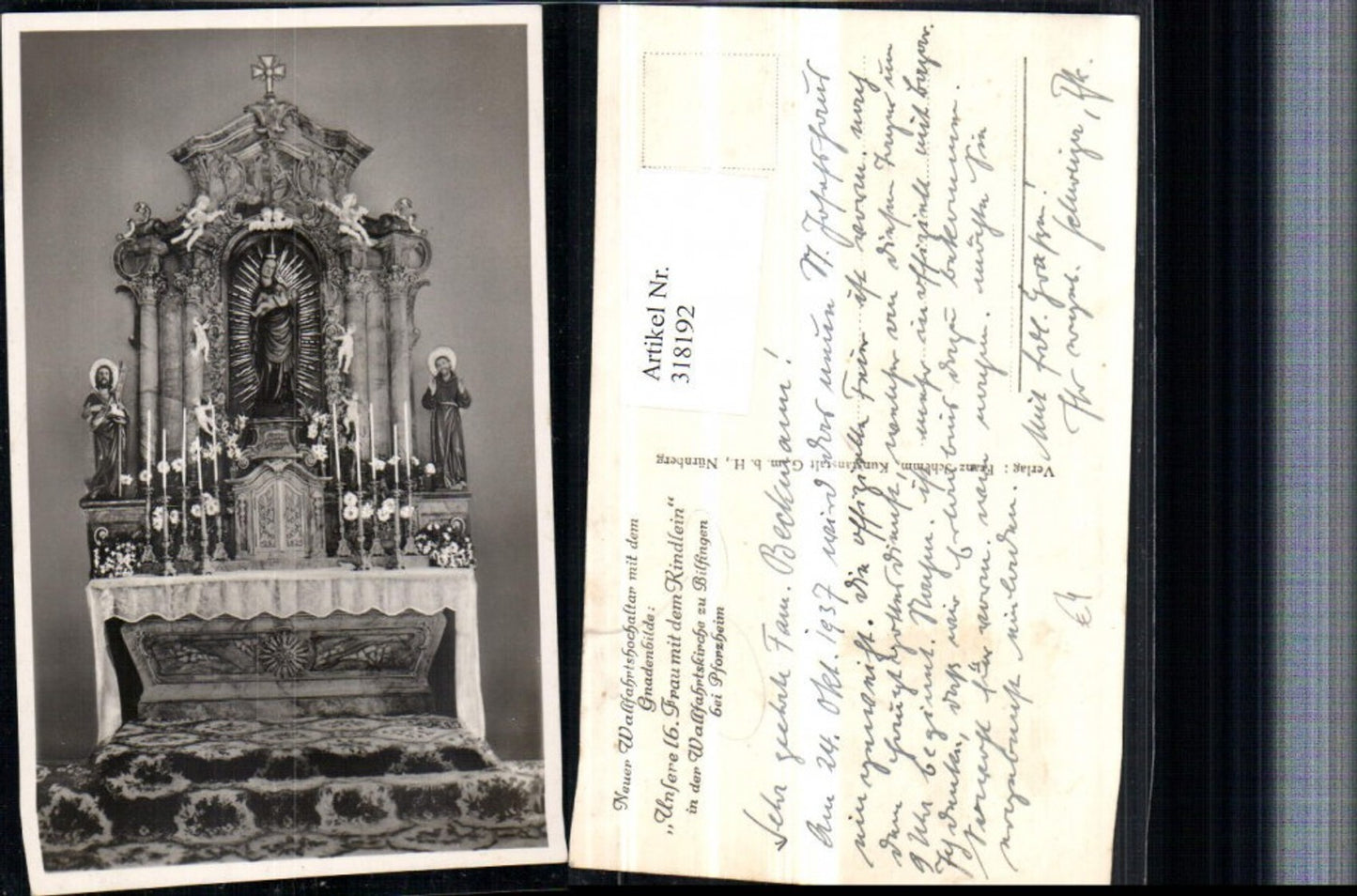 318192,Bilfingen b. Pforzheim Wallfahrtskirche Hochaltar Gnadenbild