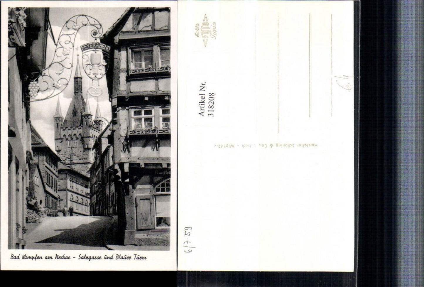 318208,Bad Wimpfen am Neckar Salzgasse u. Blauer Turm Straßenansicht