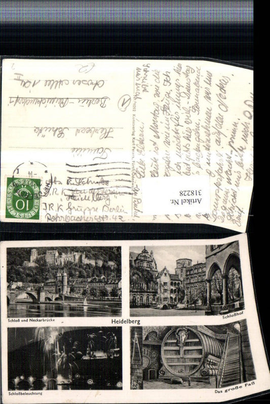 318228, Heidelberg Schloss Hof Bridge Lighting The Great Barrel Multi-image postcard