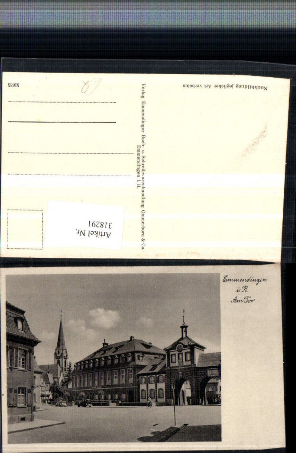 318291,Emmendingen Am Tor Straßenansicht Kirchenturm Goethe Halle