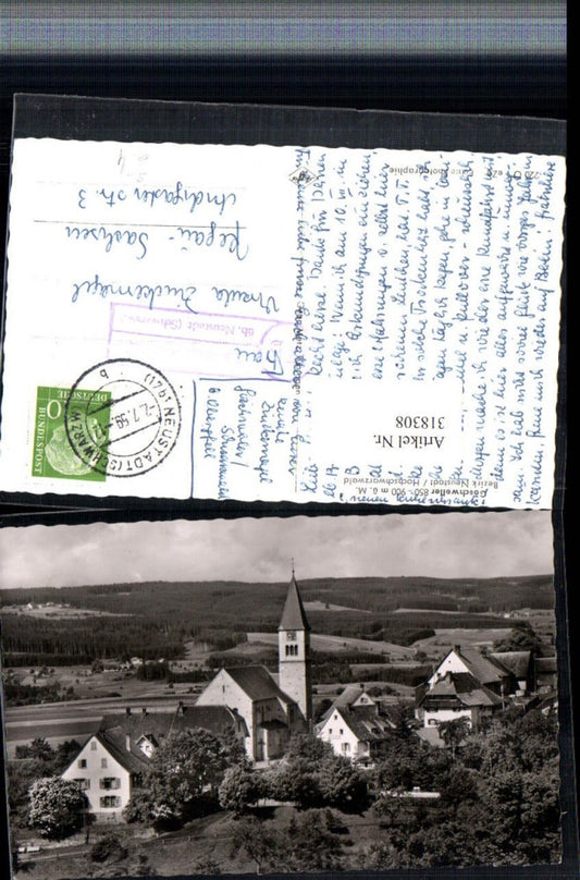 318308, Göschweiler in the Black Forest, Church, Railway Post Office 17b via Neustadt