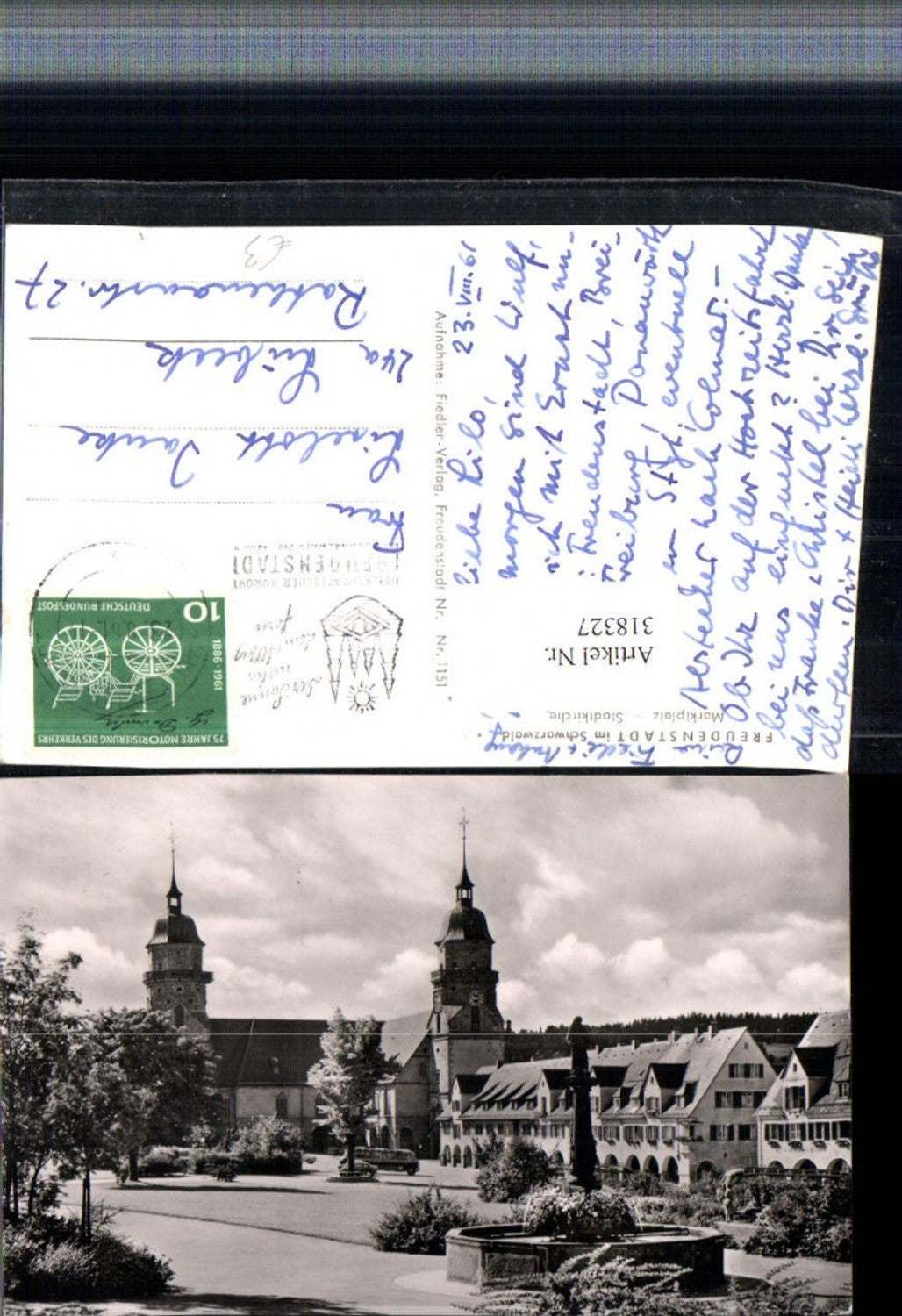 318327,Freudenstadt im Schwarzwald Marktplatz Kirche Brunnen