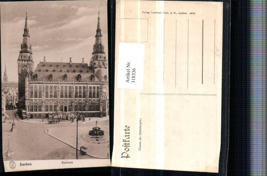 318336,Aachen Rathaus Gebäude Türme Brunnen