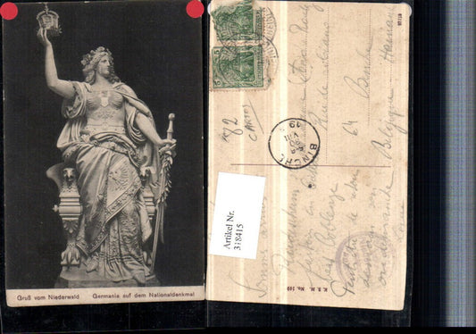 318415,Gruß vom Niederwald Germania auf dem Nationaldenkmal b. Rüdesheim