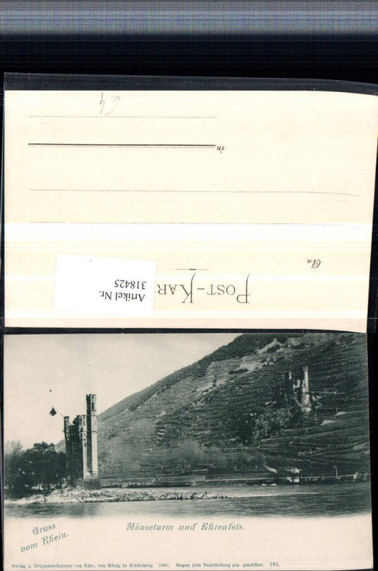 318425,Gruß v. Rhein Mäuseturm u. Ehrenfels b. Rüdesheim
