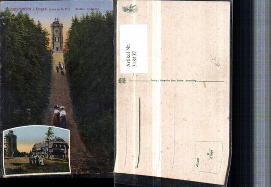 318437,Auersberg im Erzgebirge Steiler Aufstieg Turm Mehrbildkarte