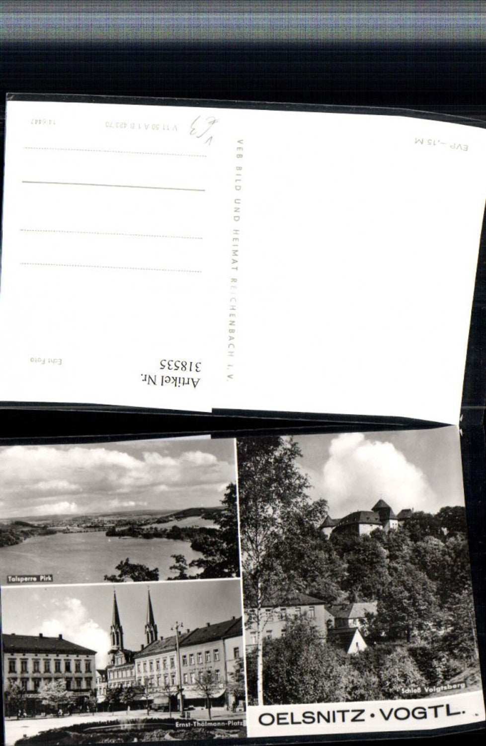 318535,Oelsnitz Vogtland Schoss Voigtsberg Kirchentürme Talsperre Mehrbildkarte pub VEB