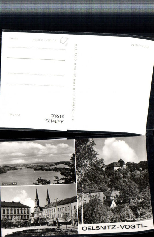 318535,Oelsnitz Vogtland Schoss Voigtsberg Kirchentürme Talsperre Mehrbildkarte pub VEB
