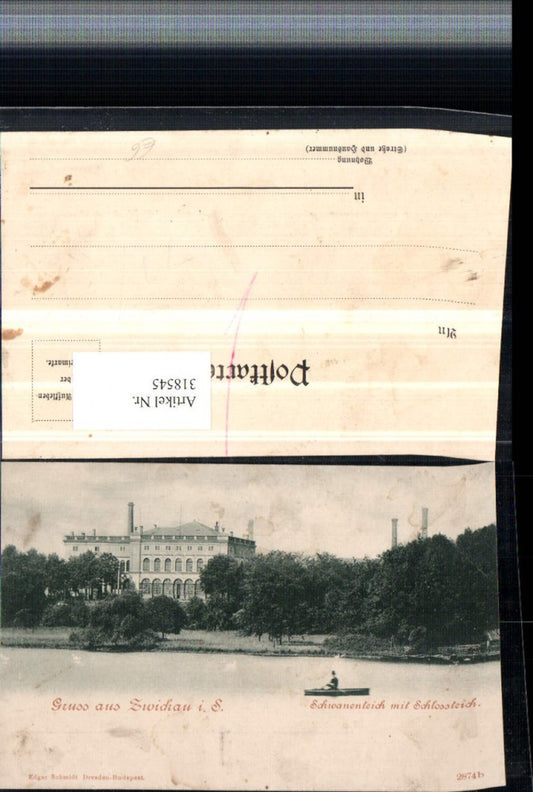 318545,Gruß aus Zwickau Schwanenteich m. Schlossteich Schloss