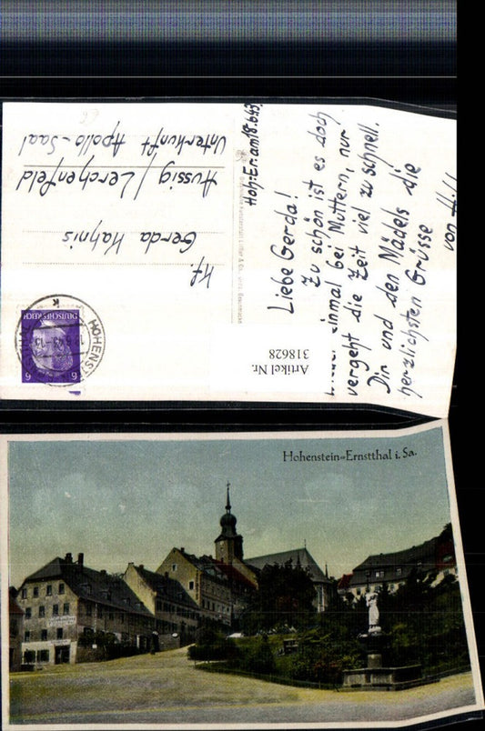 318628,Hohenstein Ernstthal in Sachsen Teilansicht Kirche Brunnen