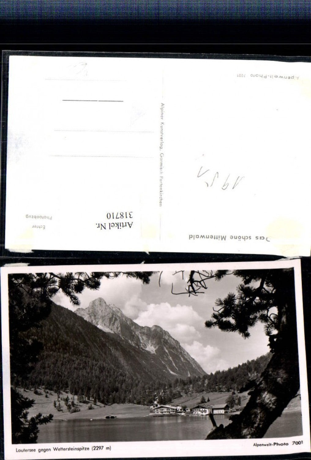 318710,Mittenwald Lautersee See geg. Wettersteinspitze Bergkulisse