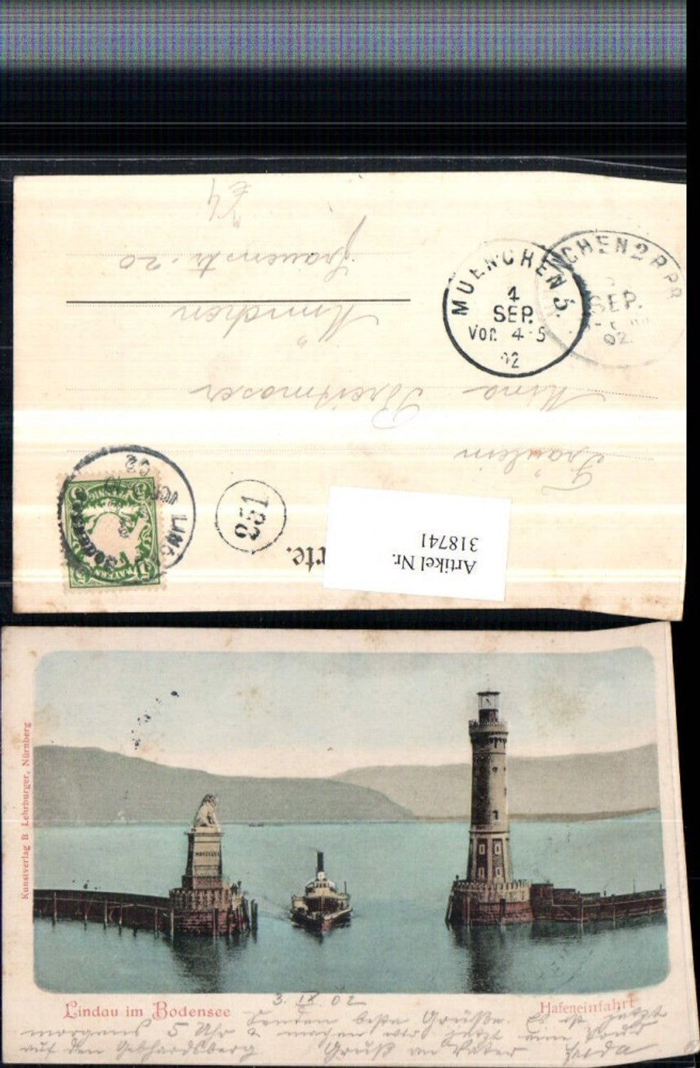 318741,Lindau im Bodensee Hafeneinfahrt Dampfer Leuchtturm