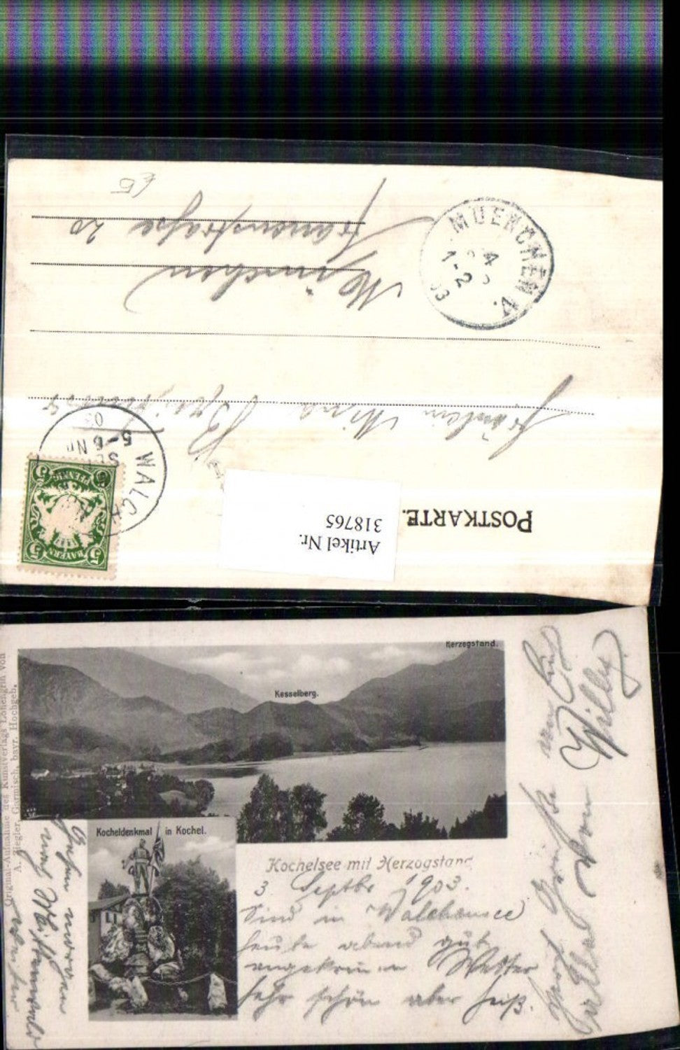 318765,Kochelsee m. Herzogstand b. Kochel Denkmal Mehrbildkarte
