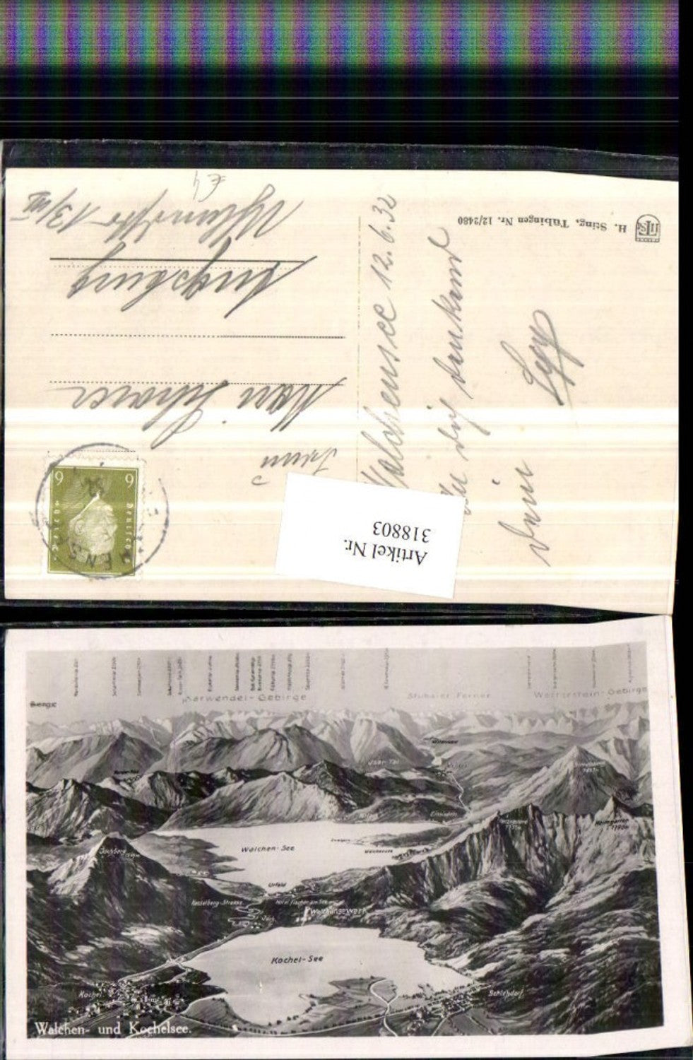 318803,Walchen- und Kochelsee aus d. Vogelschau Kochel Schlehdorf Walchensee