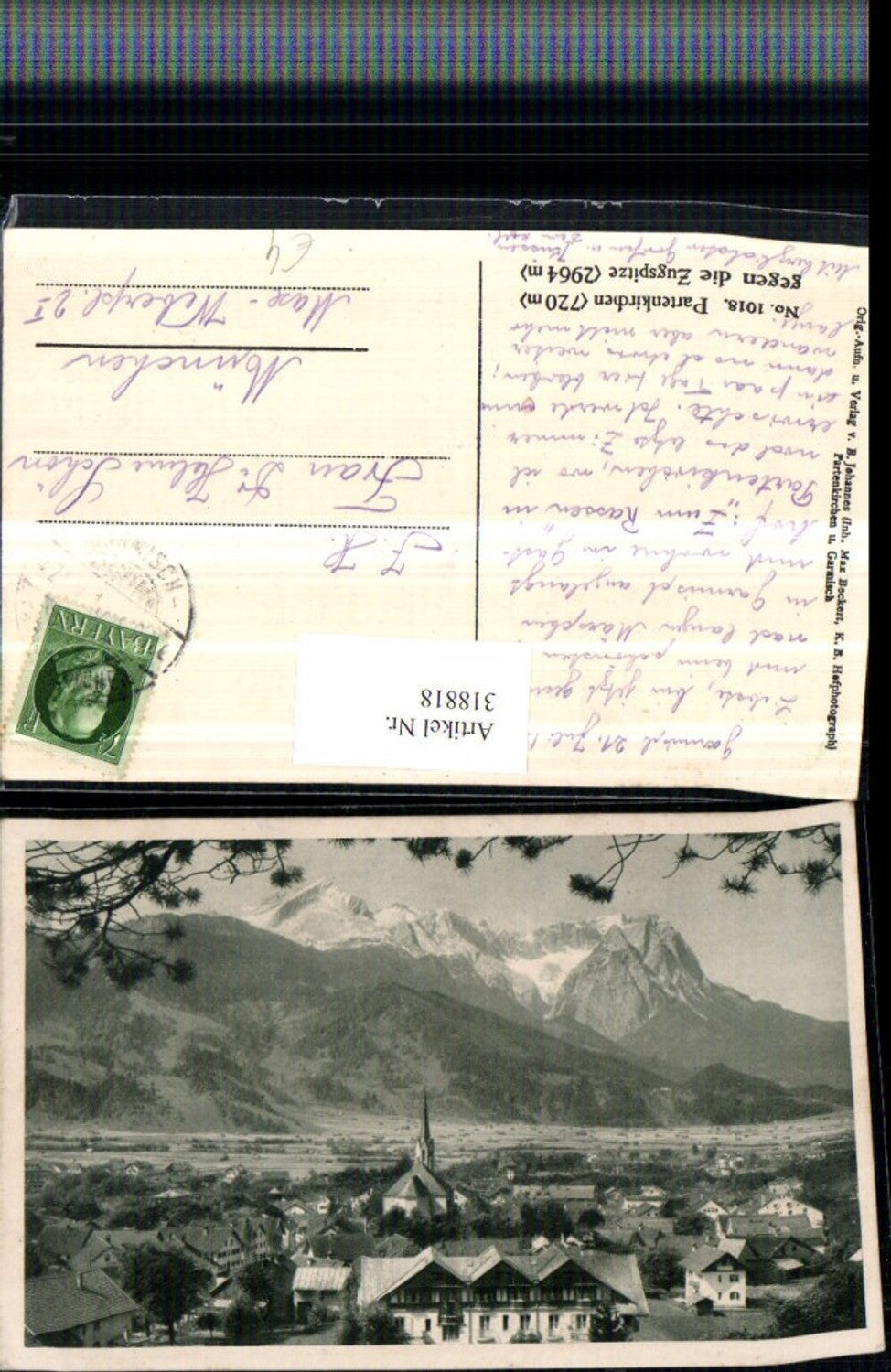 318818,Partenkirchen Totale geg. Zugspitze Bergkulisse