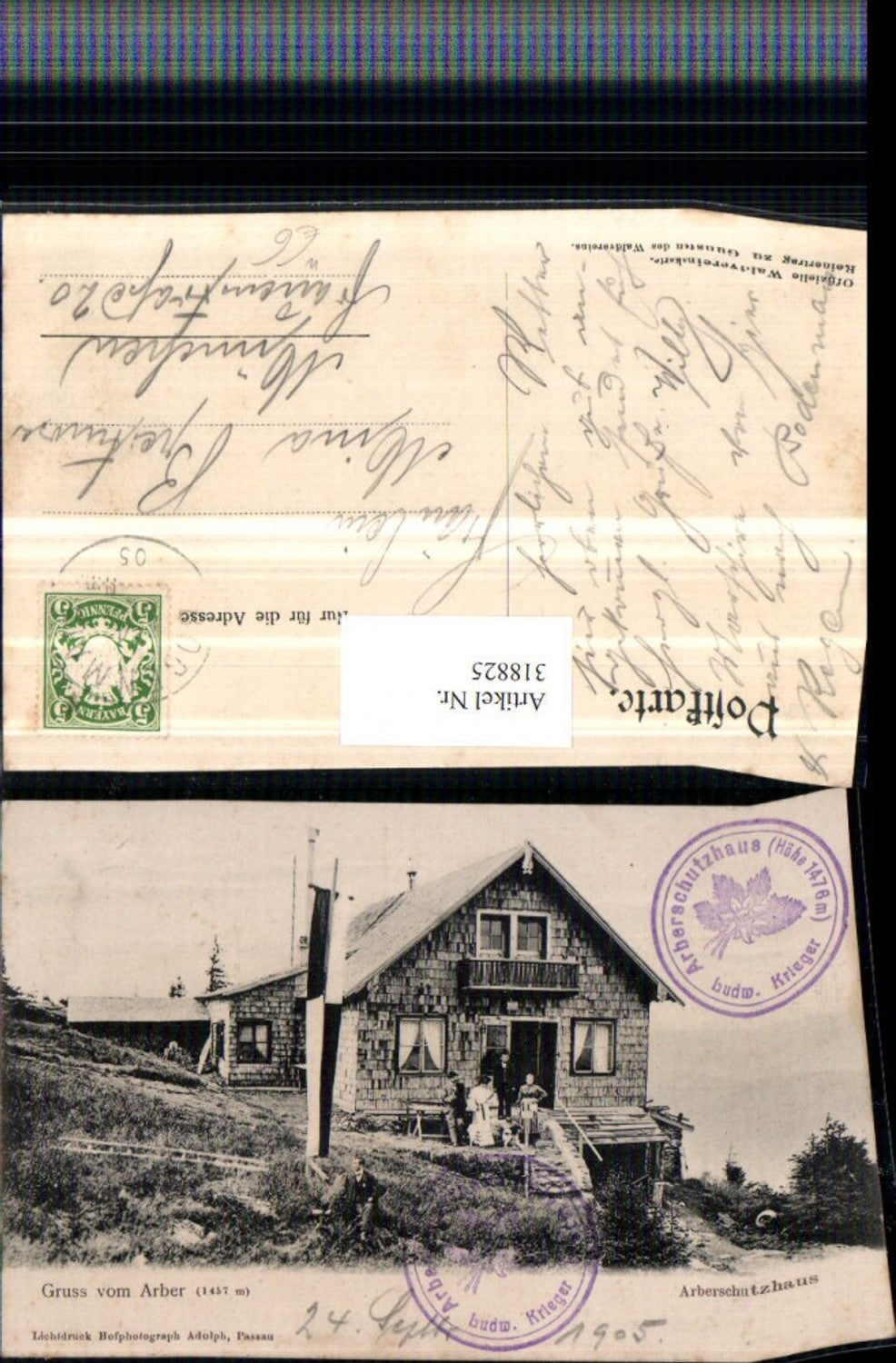 318825,Gruß vom Arber b. Bayerisch Eisenstein Arberschutzhaus Berghütte