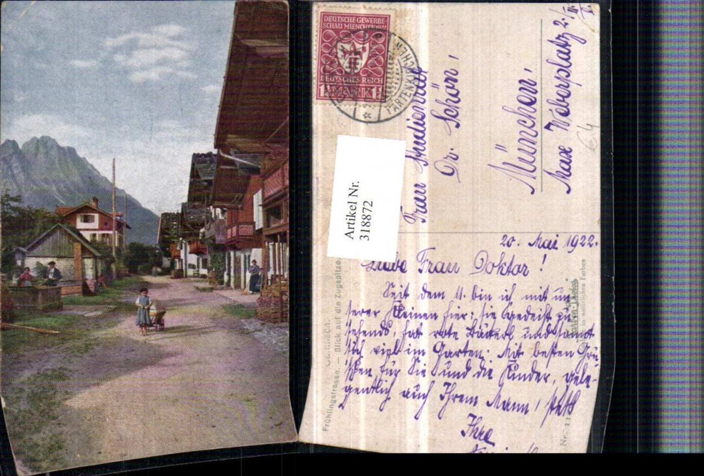 318872,Garmisch Frühlingstraße Straßenansicht m. Zugspitze