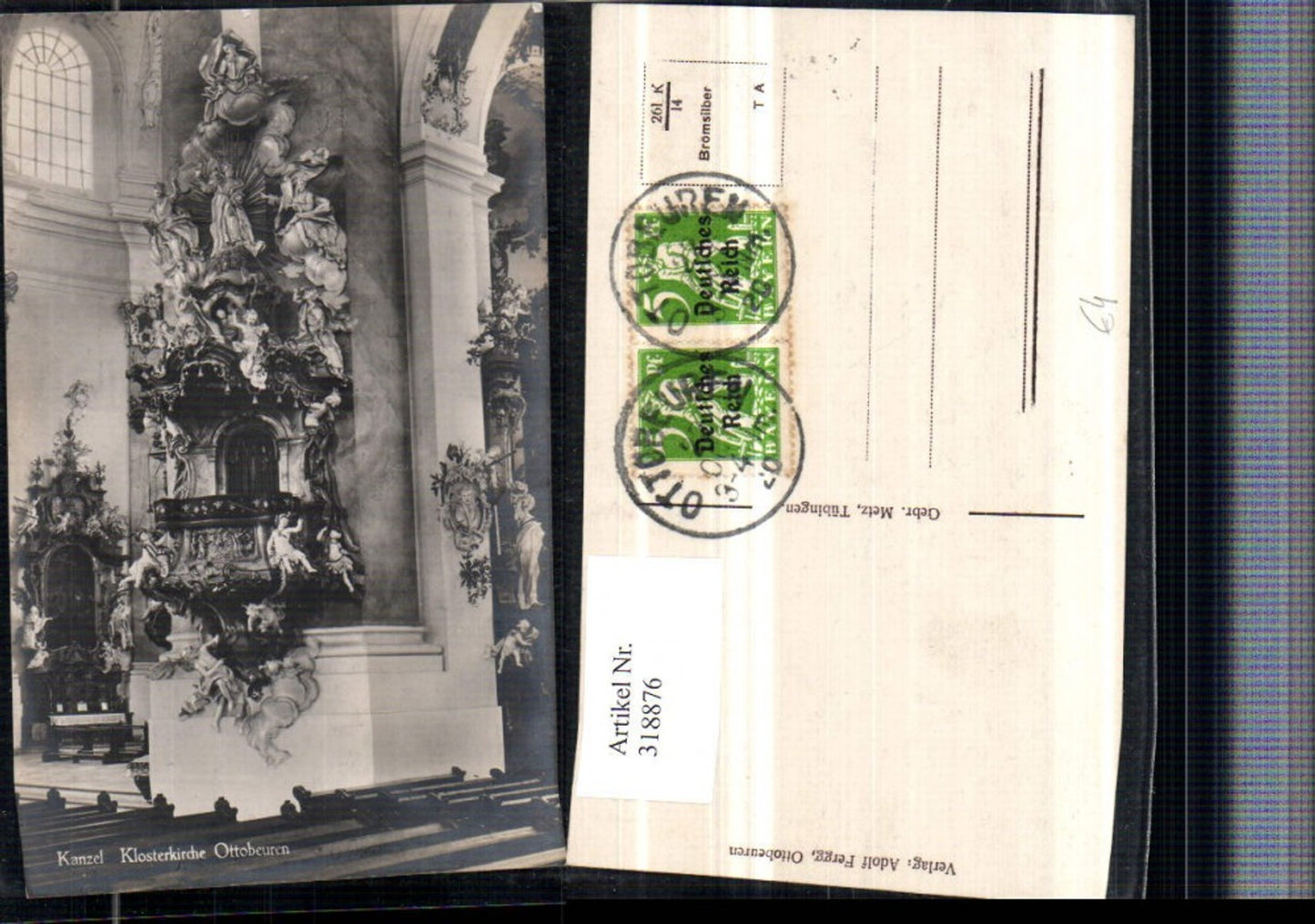318876,Ottobeuren Klosterkirche Innenansicht Kanzel