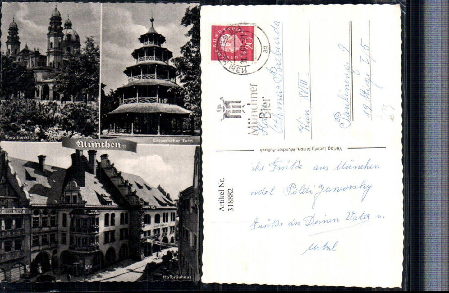 318882,München Hofbräuhaus Theatinerkirche Chinesischer Turm Münchner Bier Stempel