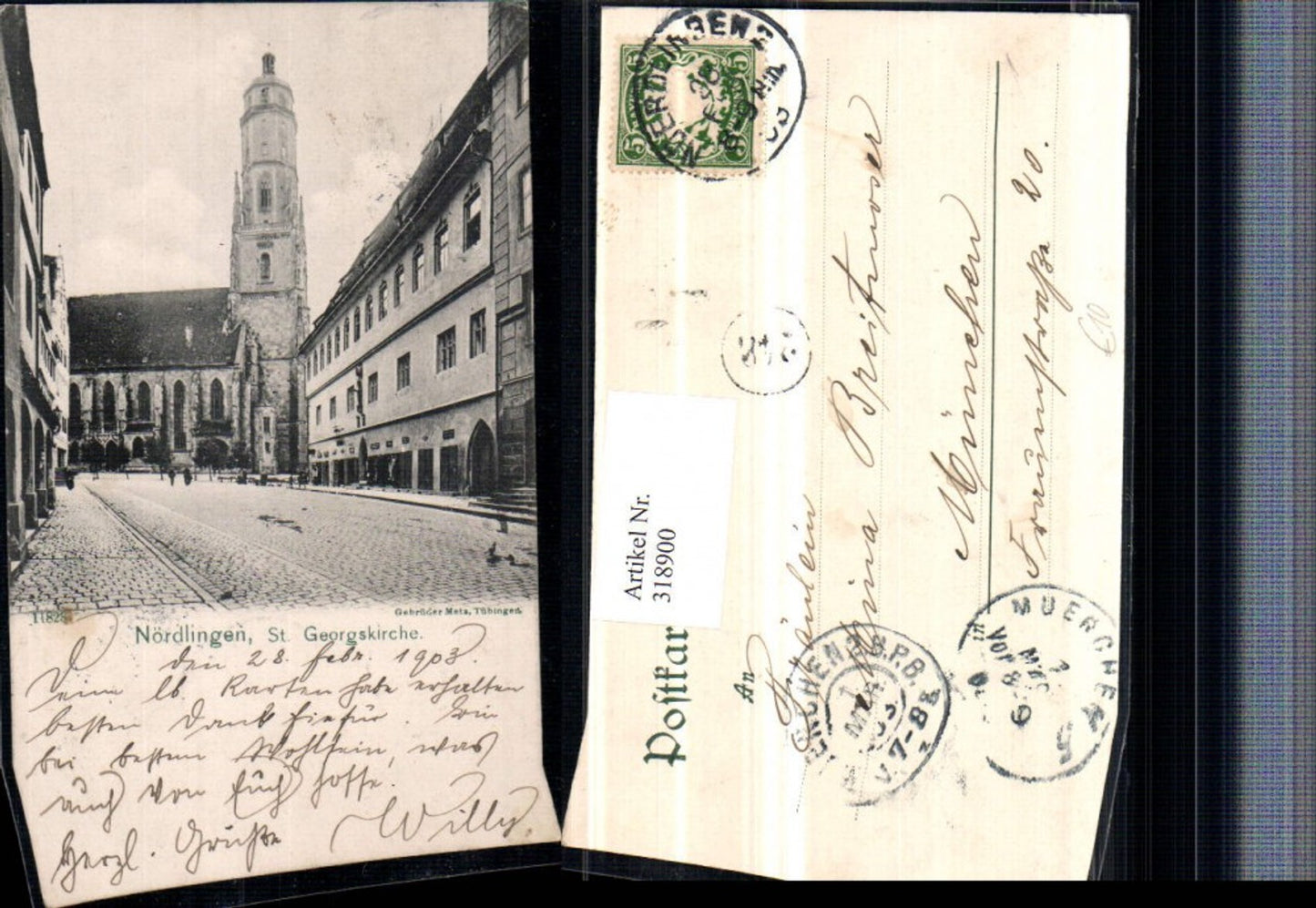 318900,Nördlingen St. Georgskirche Kirche Straßenansicht