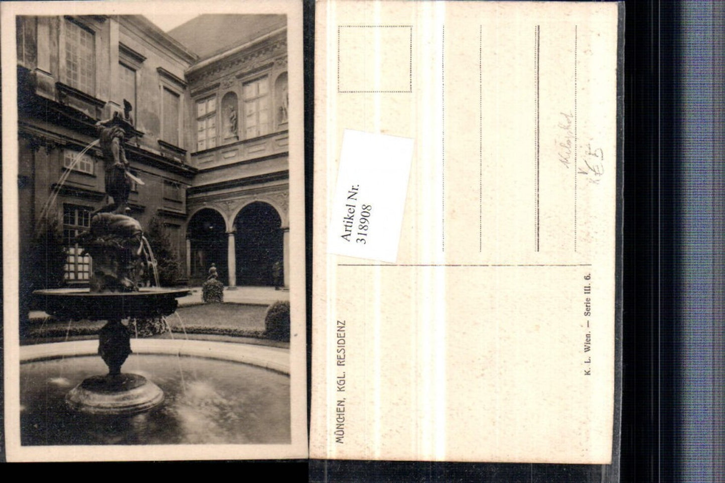 318908,Künstler AK München Königliche Residenz Brunnen pub Kilophot