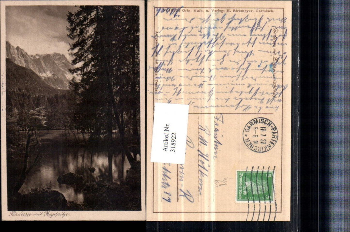 318922,Badersee See b. Grainau m. Zugspitze Bergkulisse