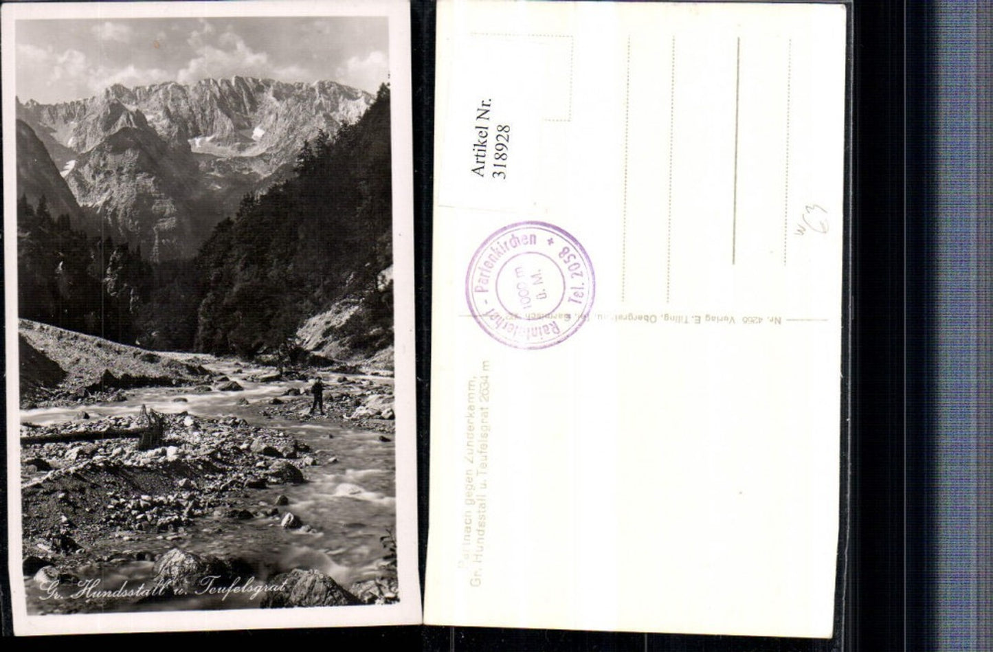 318928,Partenkirchen Partnach geg. Zunderkamm Großer Hundsstall u. Teufelsgrat Bergkulisse